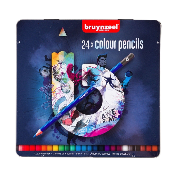 Set di matite colorate in una scatola di metallo bruynzeel - blu – 12 pz