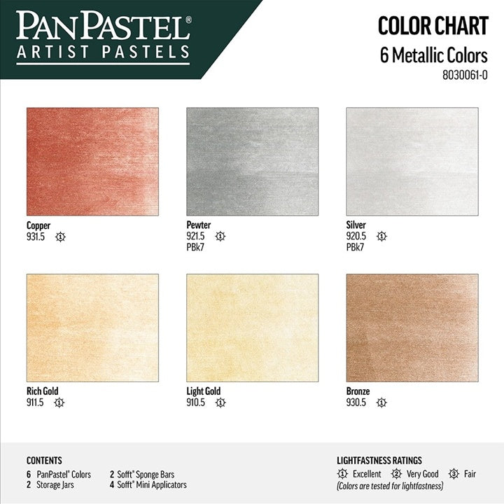 Set di pastelli metallici PanPastel - Oro (6 pezzi)