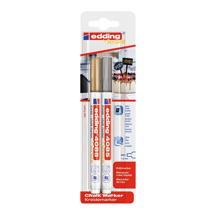 Set di pennarelli a gesso EDDING 4085 oro e argento