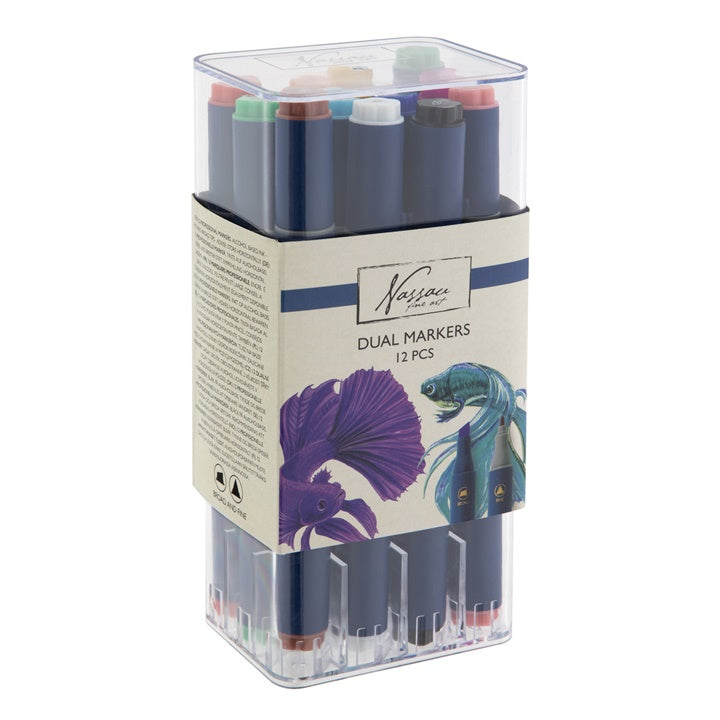 Set di pennarelli bifacciali Nassau Fine Art 12 pz.