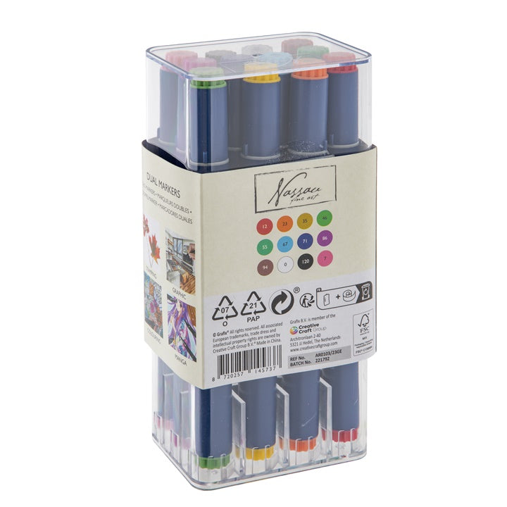 Set di pennarelli bifacciali Nassau Fine Art 12 pz.