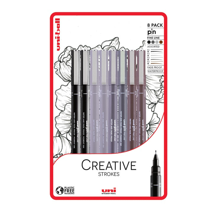 Set di pennarelli fineliner UNI PIN Creative Strokes 8 pz.