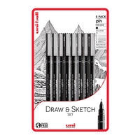Set di pennarelli fineliner UNI PIN Draw and Sketch 8 pz.