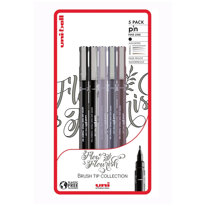 Set di pennarelli UNI PIN fineliner Flow and Flourish 5 pz.