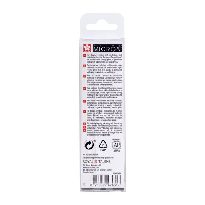 Set di penne tecniche Sakura Pigma Micron 3 fineliners