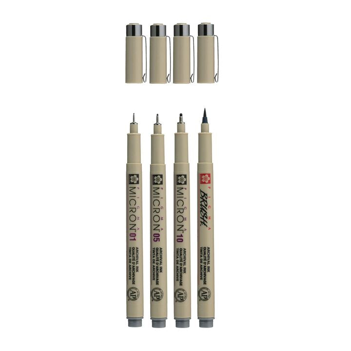 Set di penne tecniche Sakura Pigma Micron 3 fineliners a brush pen