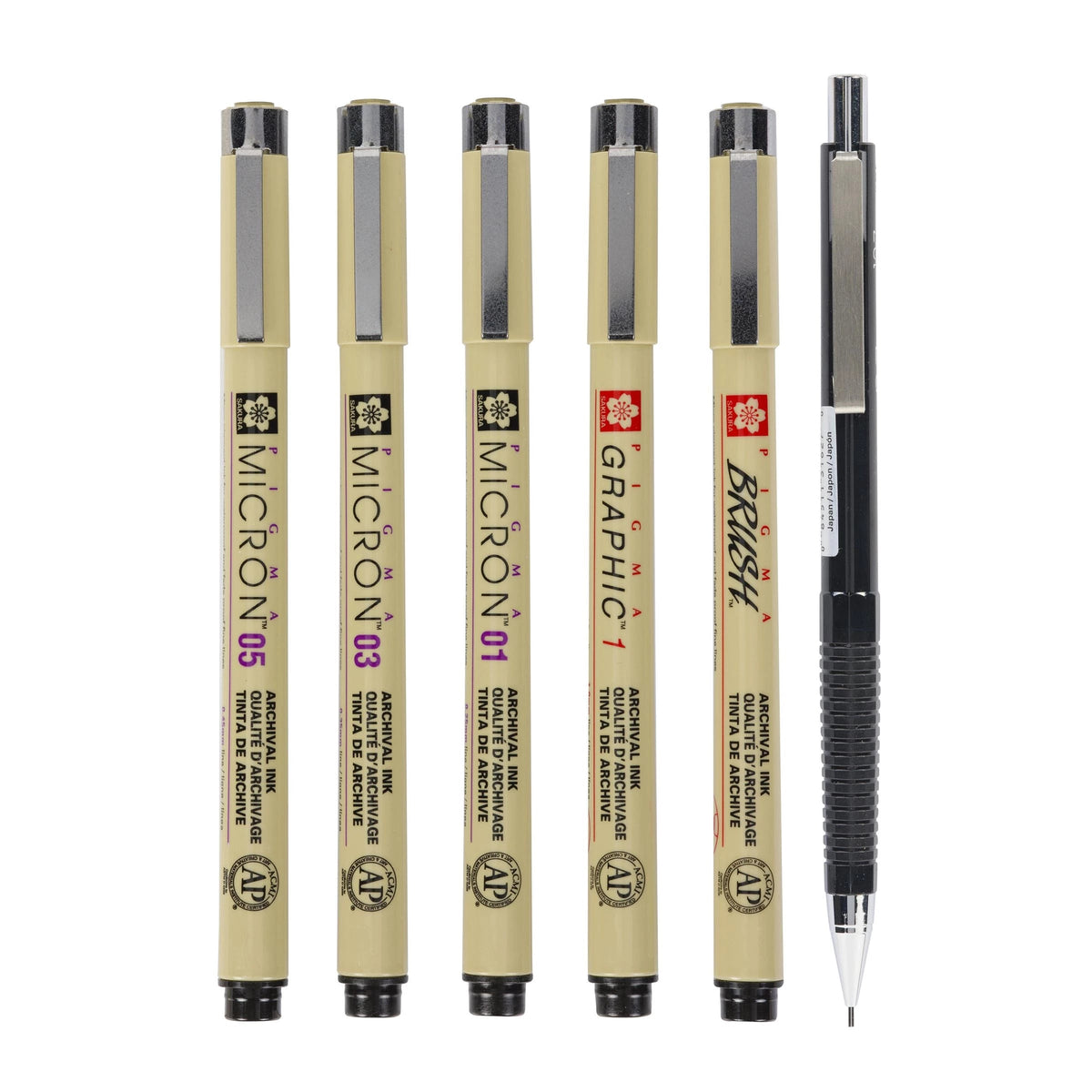 Set di penne tecniche Sakura Pigma Micron Manga - set di 6 pezzi neri