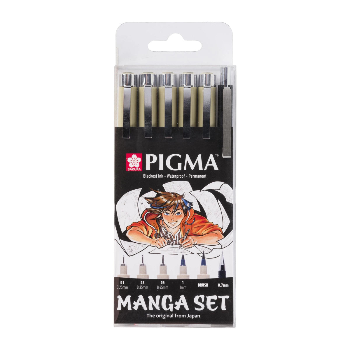 Set di penne tecniche Sakura Pigma Micron Manga - set di 6 pezzi neri