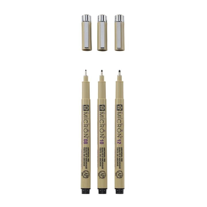 Set di penne tecniche SAKURA PIGMA MICRON set BROAD 3 pezzi
