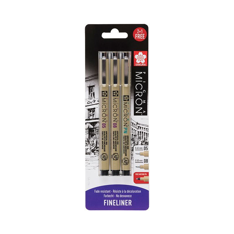 Set di penne tecniche Sakura Pigma Micron - set di 3 pezzi