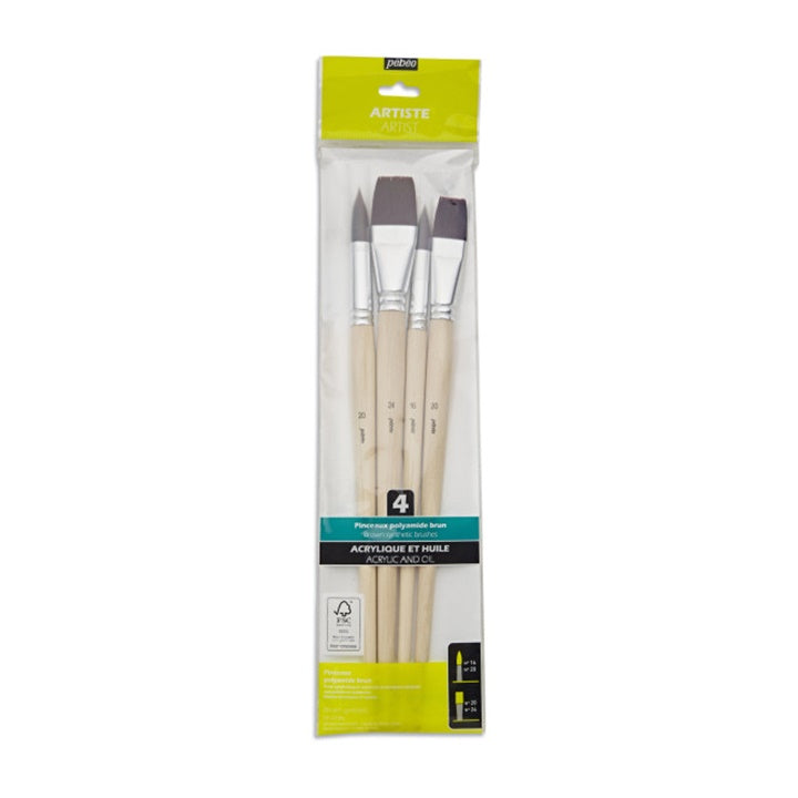 Set di pennelli per colori acrilici e ad olio PEBEO 4 pz.