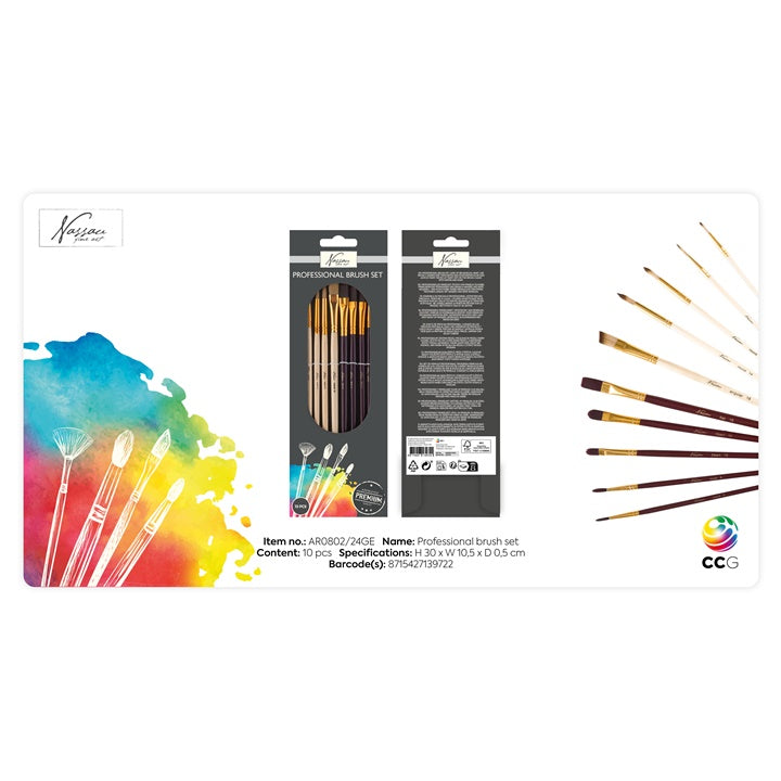 Set di pennelli professionali Nassau 10 pezzi