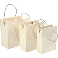 Set di tre borse in legno
