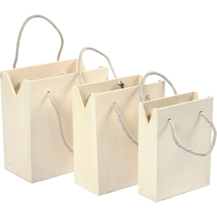 Set di tre borse in legno