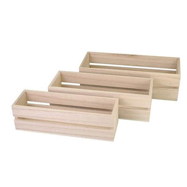 Set di tre scatole di legno per l'artigianato