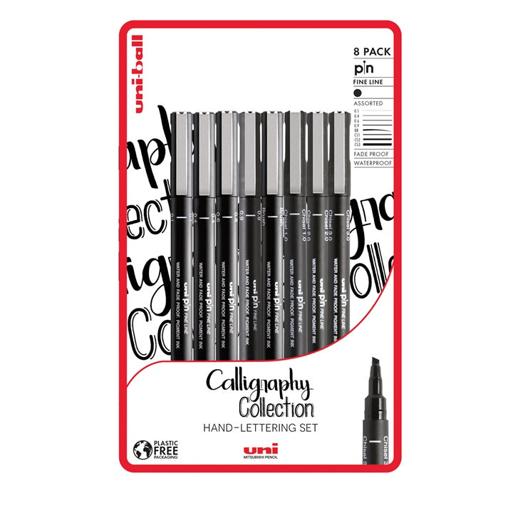Set di UNI PIN fineliner Pennarelli calligrafici 8 pezzi