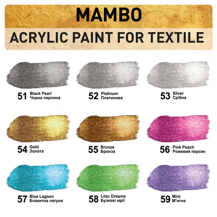 Set di vernici per tessuti e pelle Mambo Metallic