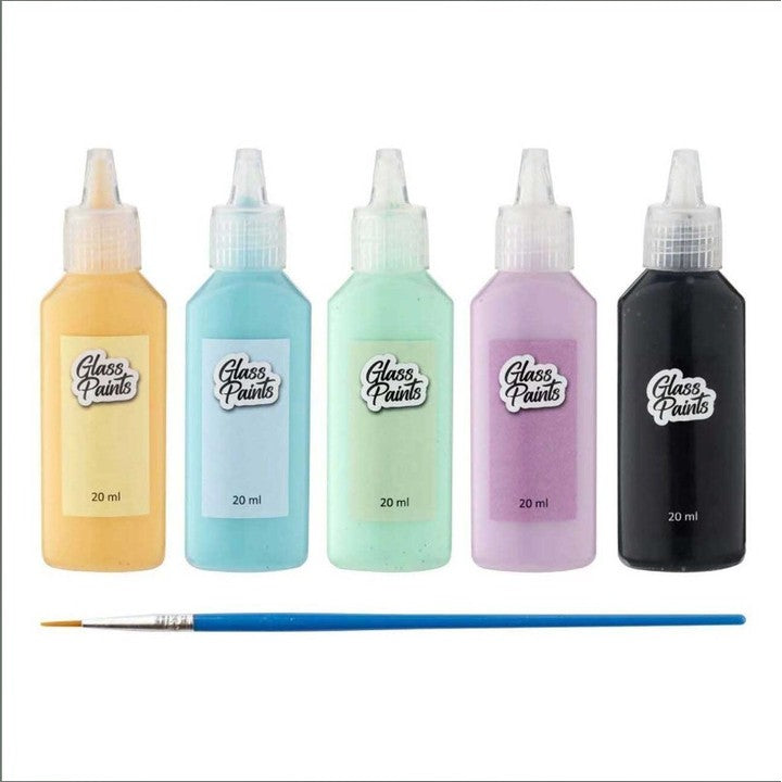 Set di vernici per vetro con pennello 5x20 ml