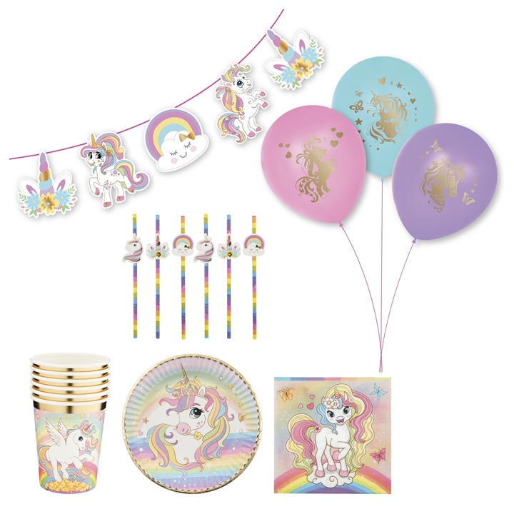 Set festa Unicorno per bambini 43 pezzi