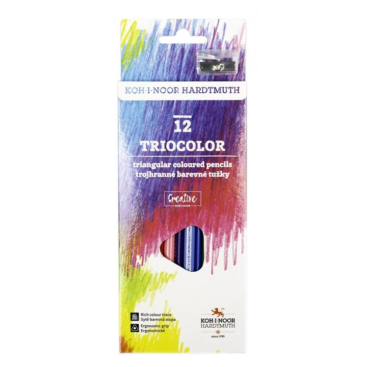 Set matite colorate triangolari con temperino Triocolor 12 pezzi