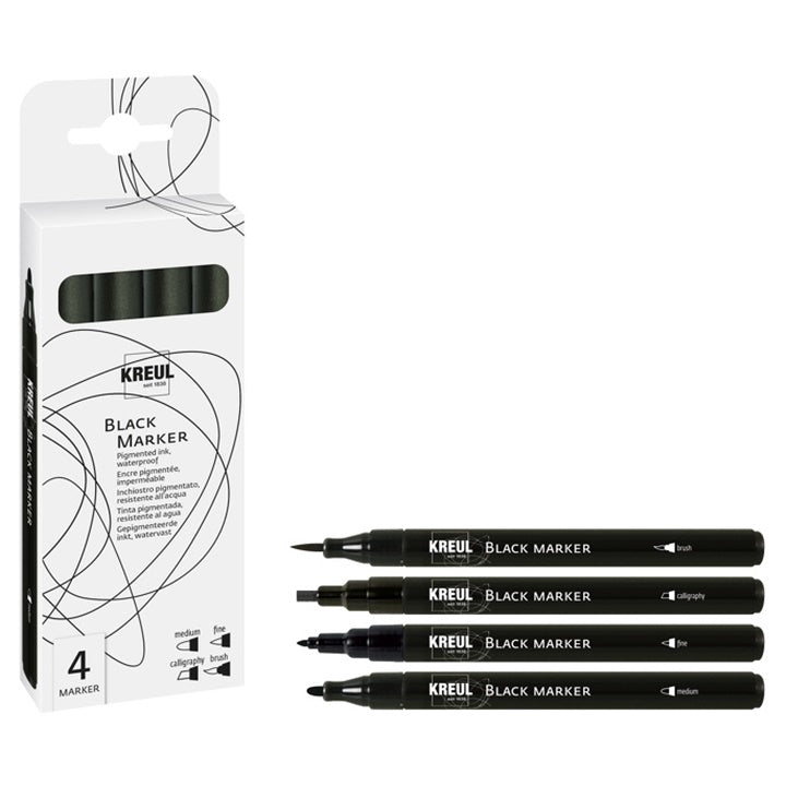 Set di pennarelli neri con punte assortite 4 pz — immagine 2