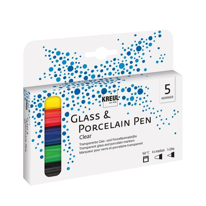 Set pennarelli per porcellana e vetro Hobby Line- 5 pezzi