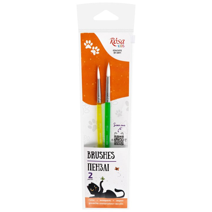 Set pennelli sintetici ROSA Kids, punte tonde n. 6 e 8