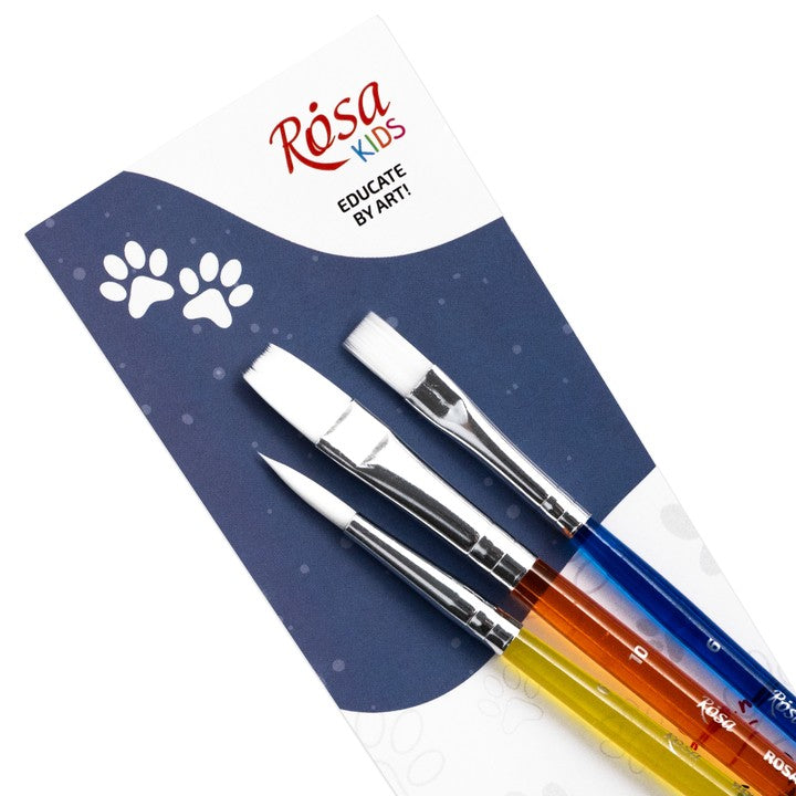 Set pennelli ROSA Kids sintetici, punte tonde e piatte di alta qualità