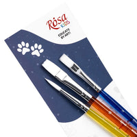 Set pennelli ROSA Kids sintetici, punte tonde e piatte di alta qualità