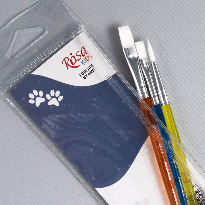 Set pennelli ROSA Kids sintetici, set da tre pezzi per piccoli artisti