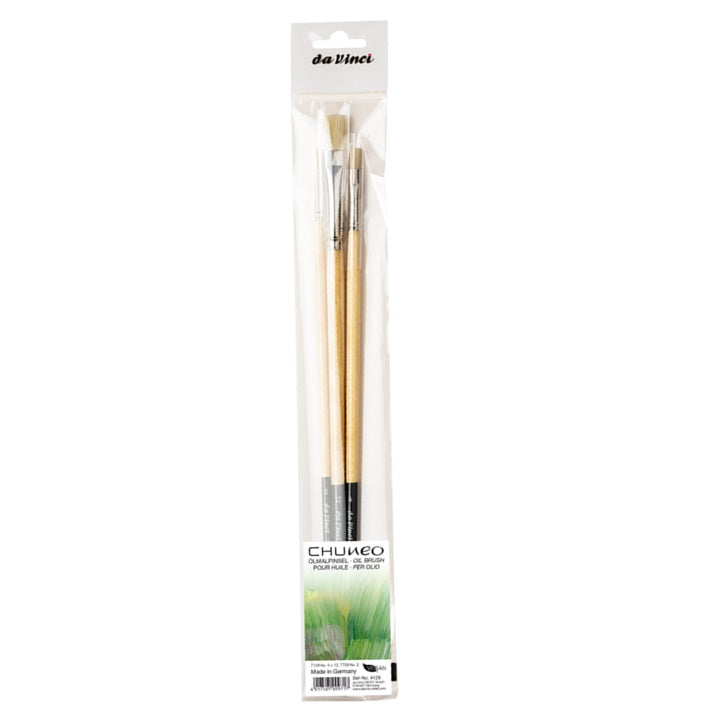 Set vegan pennelli Chuneo 4129 per colori ad olio - da Vinci - 3 pezzi