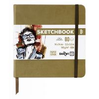 Sketchbook DARWI Khaki 14 x 14 cm, 140 g, 80 fogli