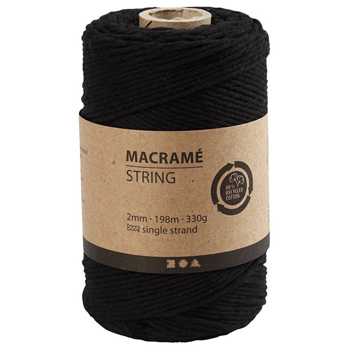 Filo macramè 2 mm x 198 m | scegli il colore - black