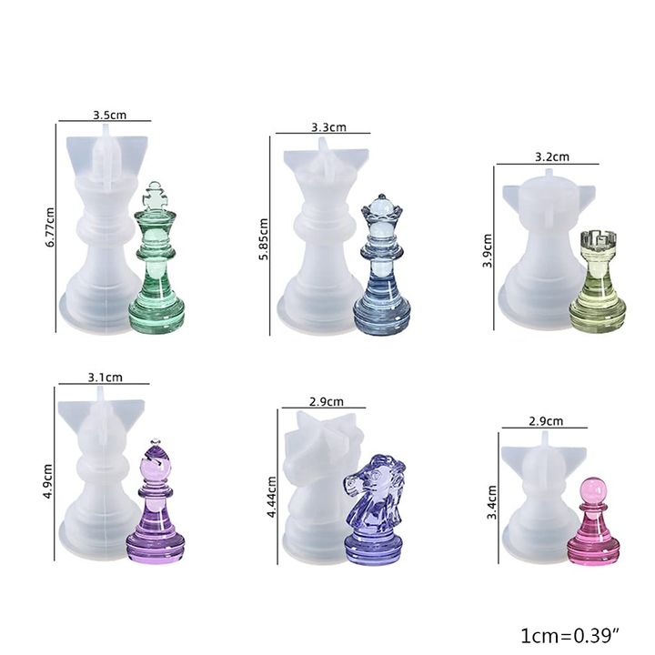 Stampo in silicone per colata - Pezzi di scacchi - set da 6 pezzi