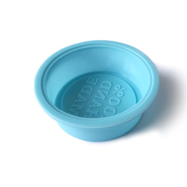 Stampo per sapone in silicone - rotondo con testo "100% HAND MADE