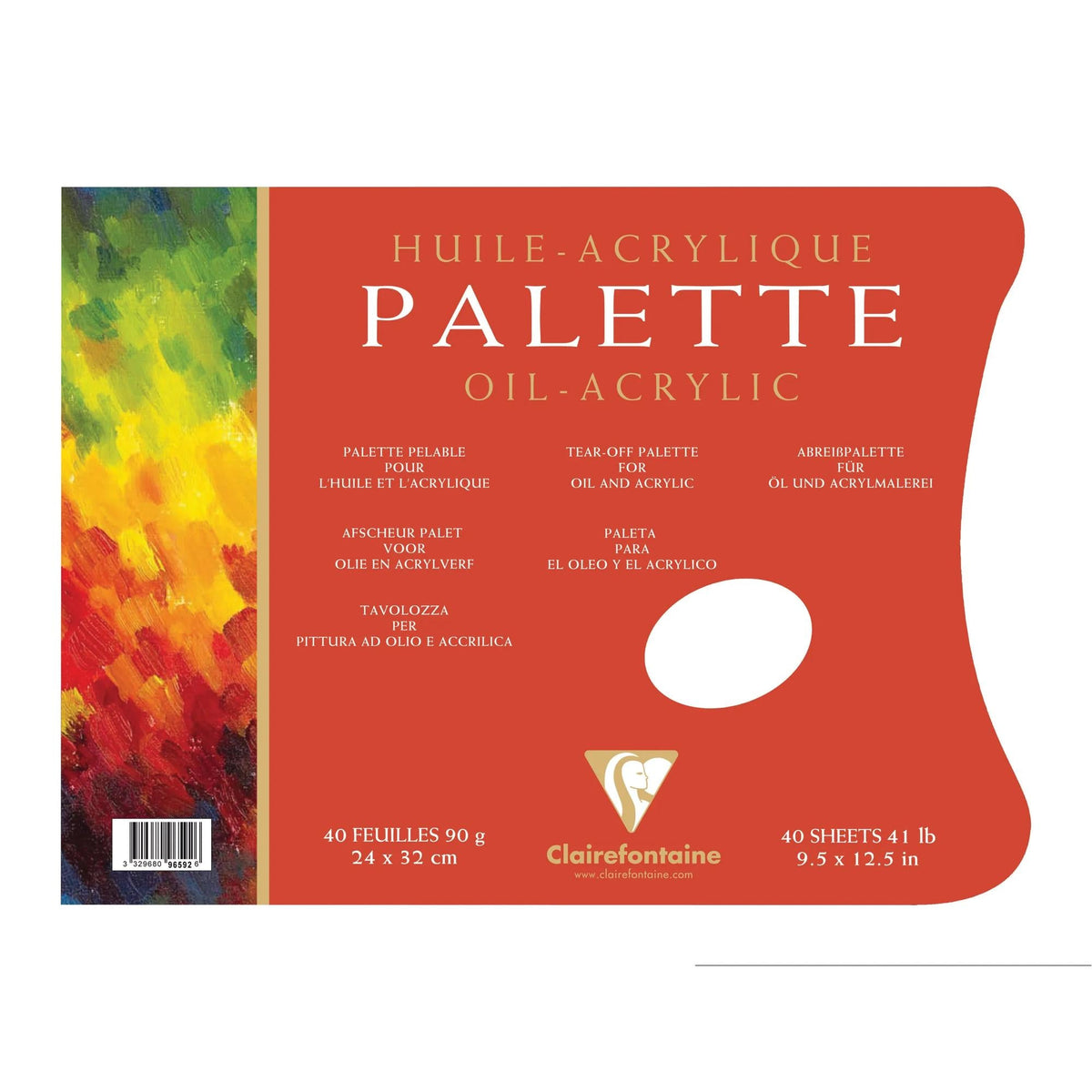 Tavolozza di carta monouso CLAIREFONTAINE 90 g/m2 - 24 x 32 cm, 40 fogli