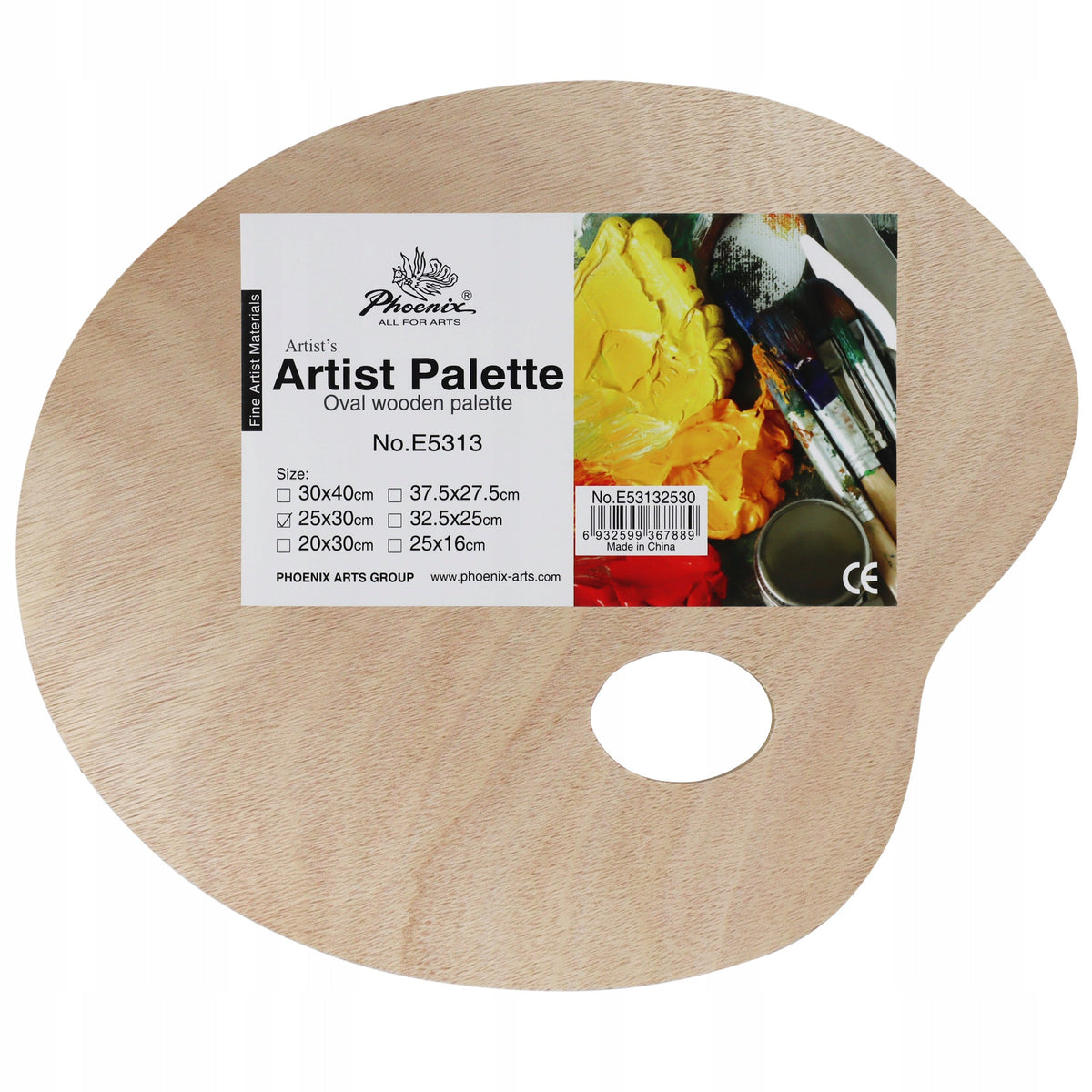 Tavolozza ovale in legno 30 cm, spessore 5 mm Phoenix