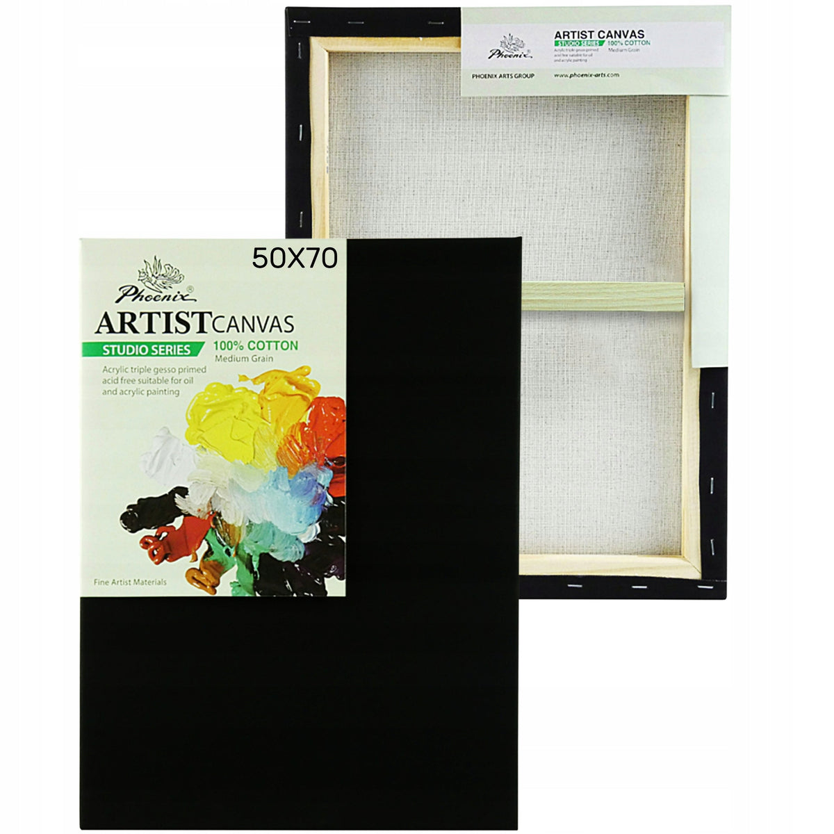 Tela per pittura con telaio Phoenix nera, 260 g/m² | 20 x 30–50 x 70 cm, scegli la misura