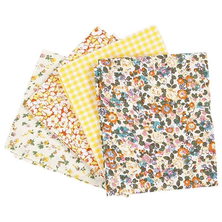 Tessuto patchwork - giallo - 4 pezzi - 45 x 55 cm
