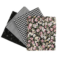 Tessuto patchwork - nero - 4 pezzi - 45 x 55 cm