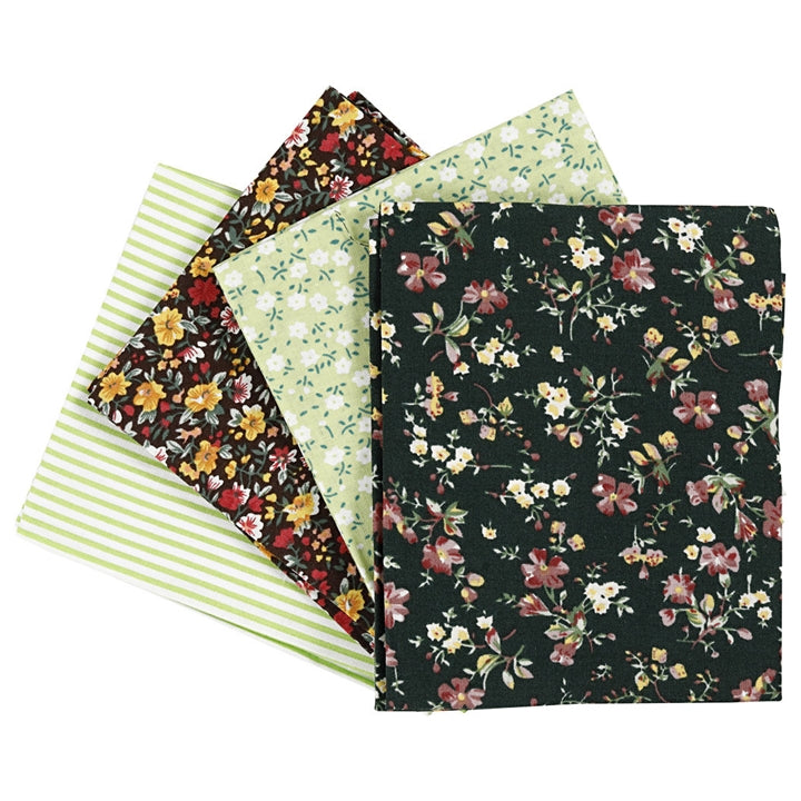 Tessuto patchwork - verde - 4 pezzi - 45 x 55 cm