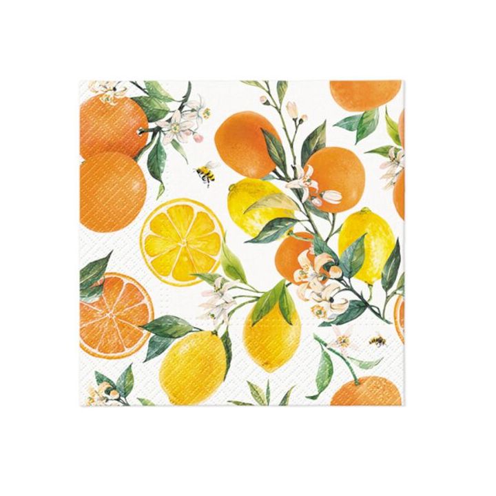 Tovaglioli a decoupage - Citrus with bees - 1 pezzo