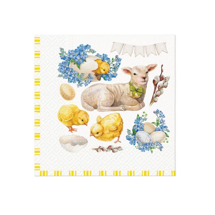 Tovaglioli a decoupage - Easter lamb frame - 1 pezzo