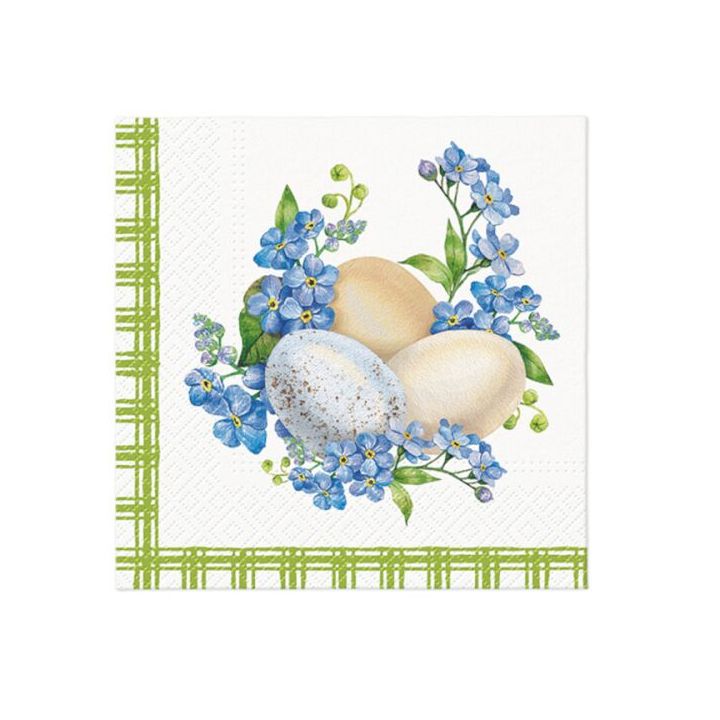 Tovaglioli a decoupage - Eggs in Forget me nots - 1 pezzo