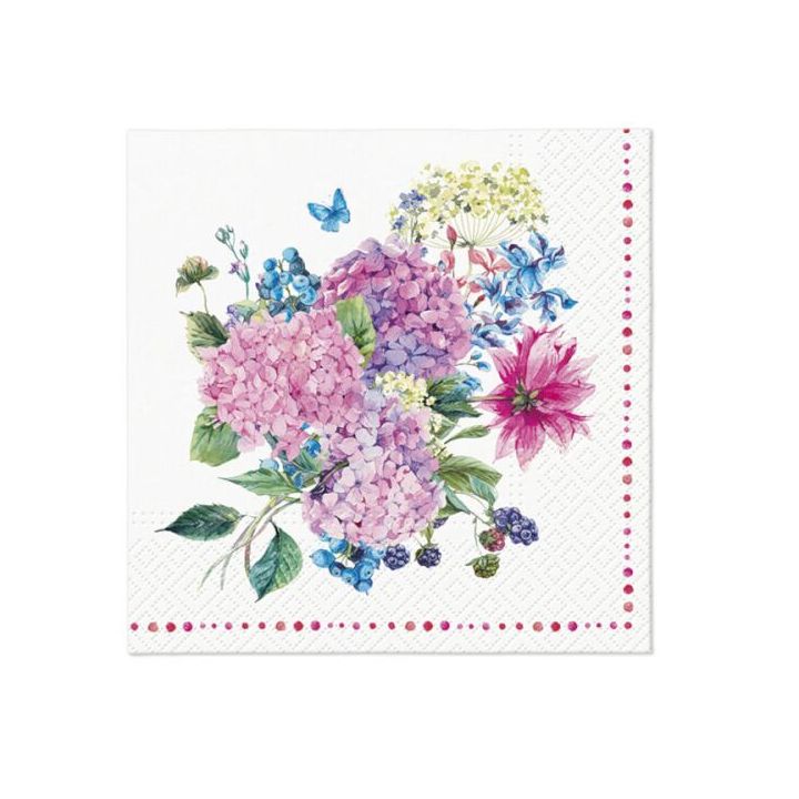 Tovaglioli a decoupage - Hydrangea Bouquet - 1 pezzo
