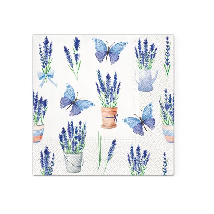 Tovaglioli a decoupage - Lavender Butterflies - 1 pezzo