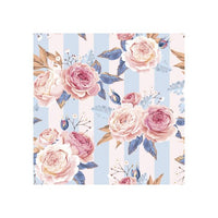 Tovaglioli a decoupage - Pink Roses on Blue Stripes - 1 pezzo