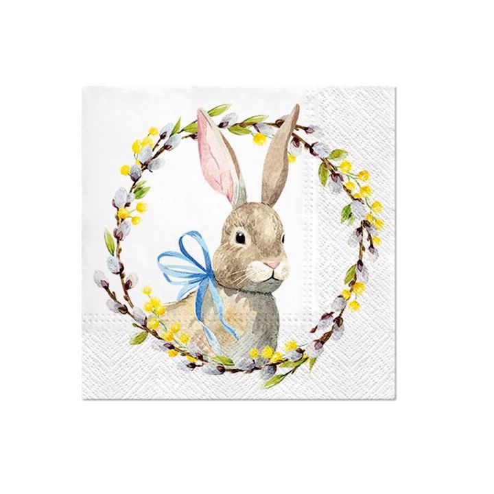 Tovaglioli a decoupage - Rabbit with Catkins - 1 pezzo