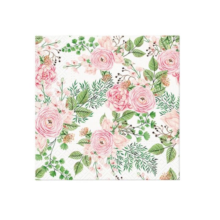 Tovaglioli a decoupage - Rose hip flowers - 1 pezzo