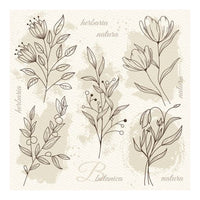 Tovaglioli beige a decoupage con illustrazione floreale